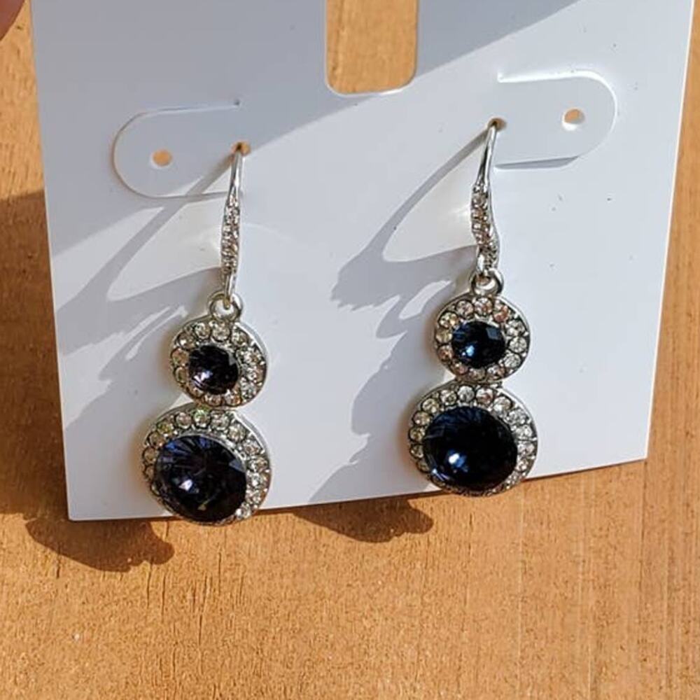 Charter Club Crystal & Stone Halo Drop Earrings ~ Classic & Elegant Glam